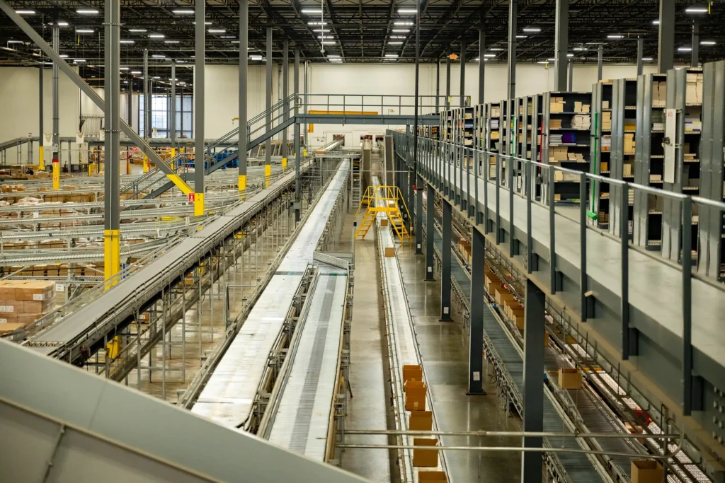 Interior view of the Lakeside Book Company Plainfield fulfillment and distribution center.