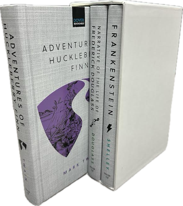 A collection of premium hardcover books with unique cover art and decorative spines.
